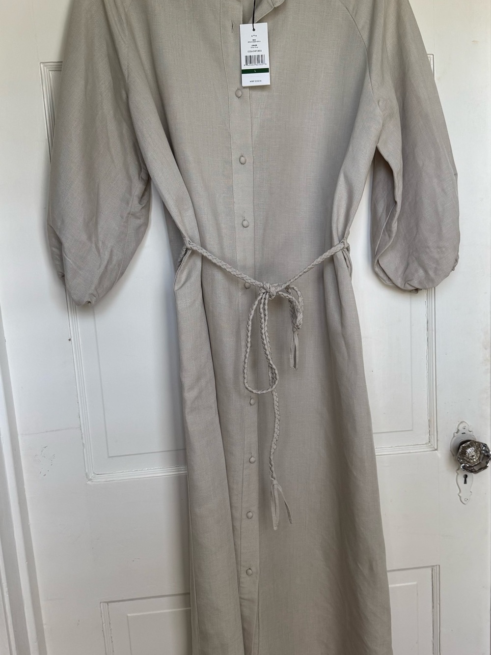 NWT Hermoza Cecelia Shirt Dress Button-Front Dress with Braided Tie - Picture 6 of 6